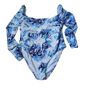 NWOT Sports Illustrated Swim Marbled Long Sleeve One Piece Size XL